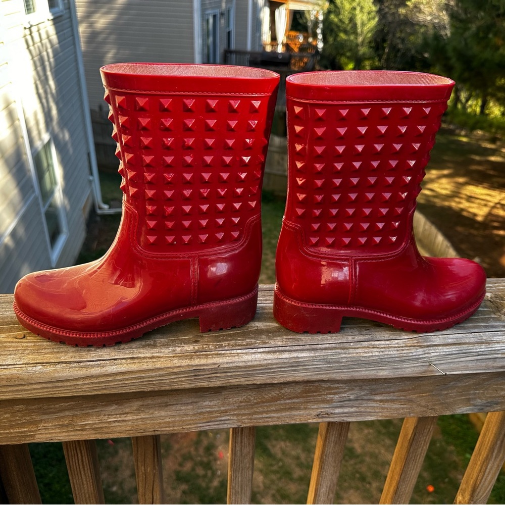 Betsyville red spiked rain boots 37